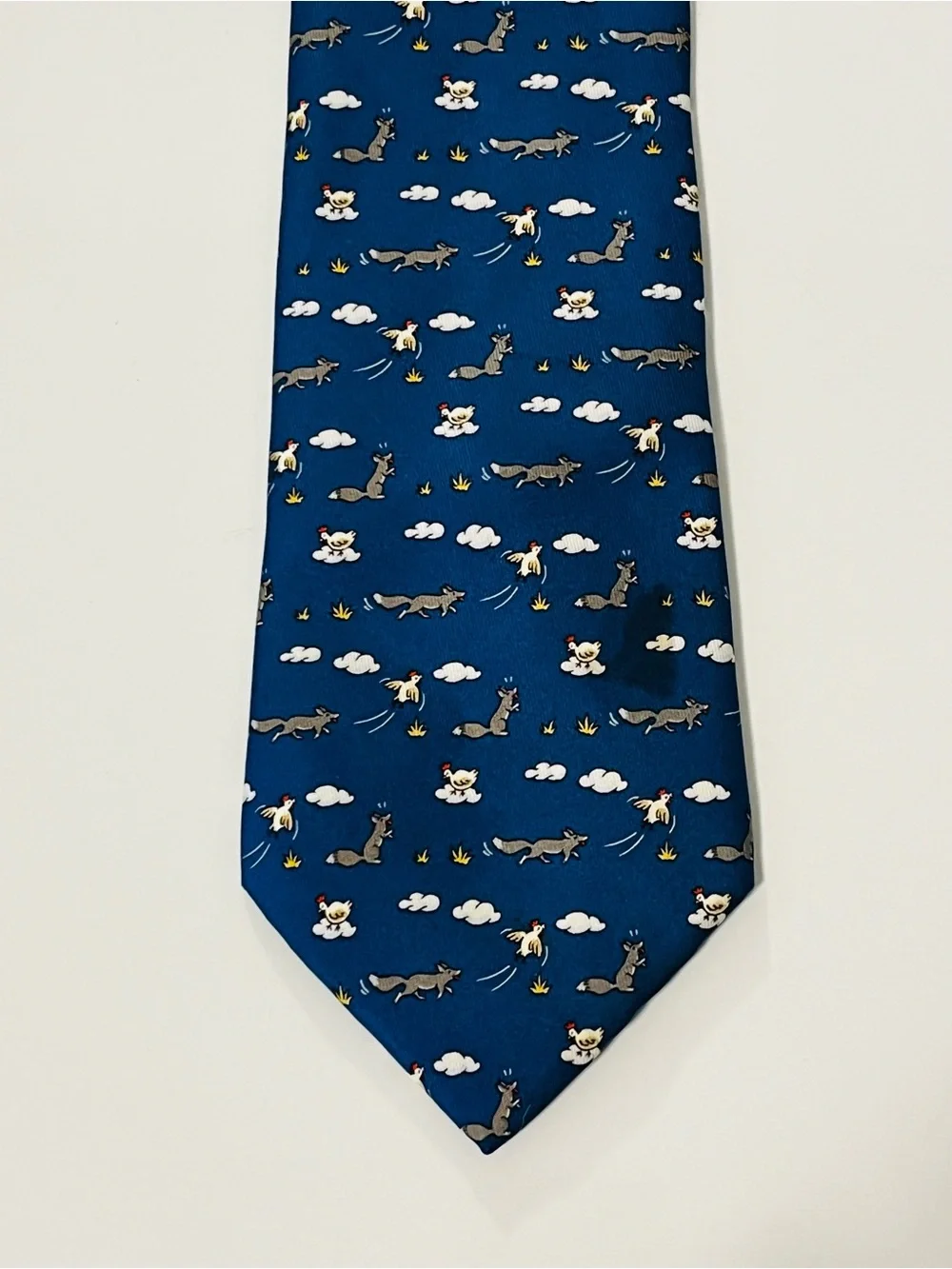 HERMES 5064 PA Men’s Neck Tie 100% Silk Vintage France Fox Chicken Fathers Day